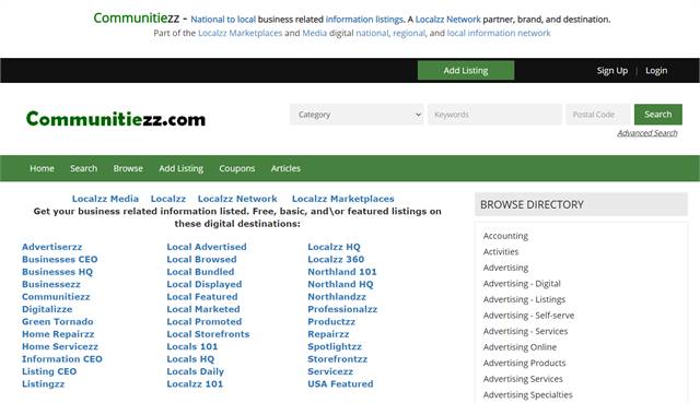 Communitiezz - National to local business related information listings.